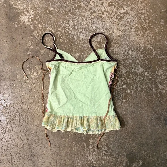 VTG Pretty Angel Lace Ribbon Corset Top Silk Blend Princess Steampunk Y2K M - Picture 3 of 6